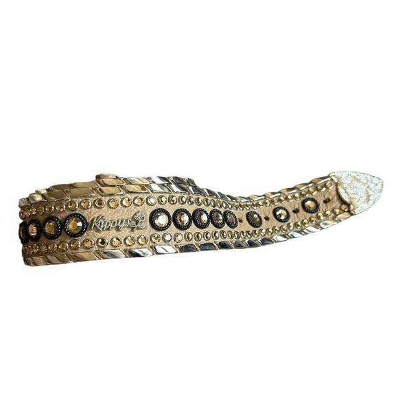 Cowgirl Kippys Swarovski Crystal Rhinestone Gold Leather Western Belt Size 30 main image 6